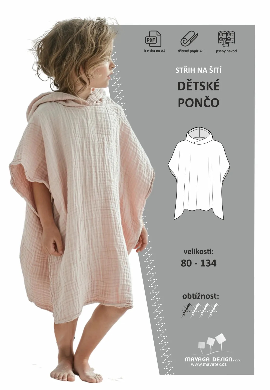 střih na dětské koupací pončo