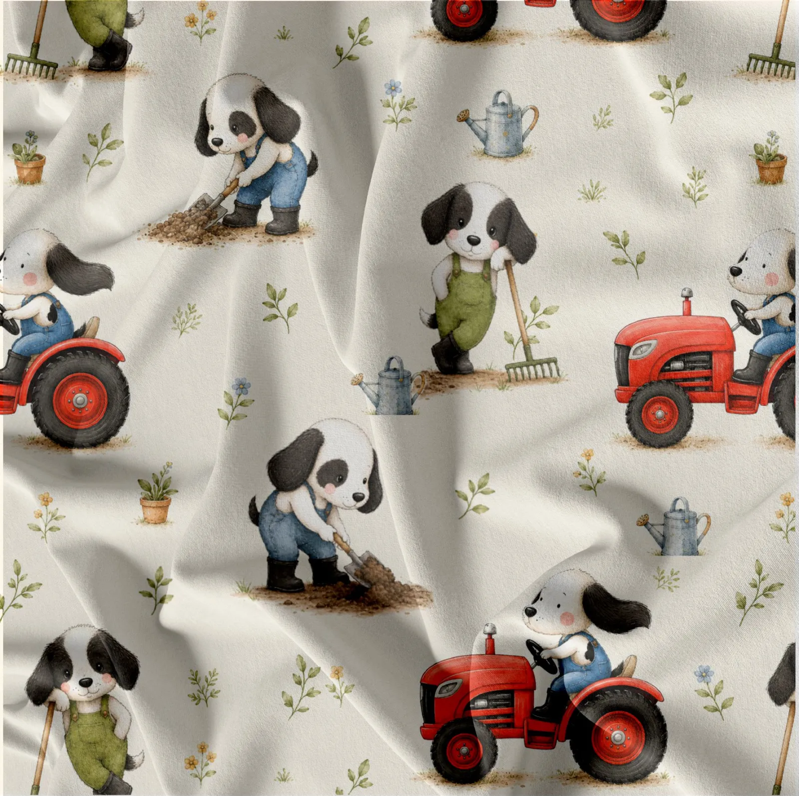 Pejskové v traktoru -materiálové varianty mavaga design