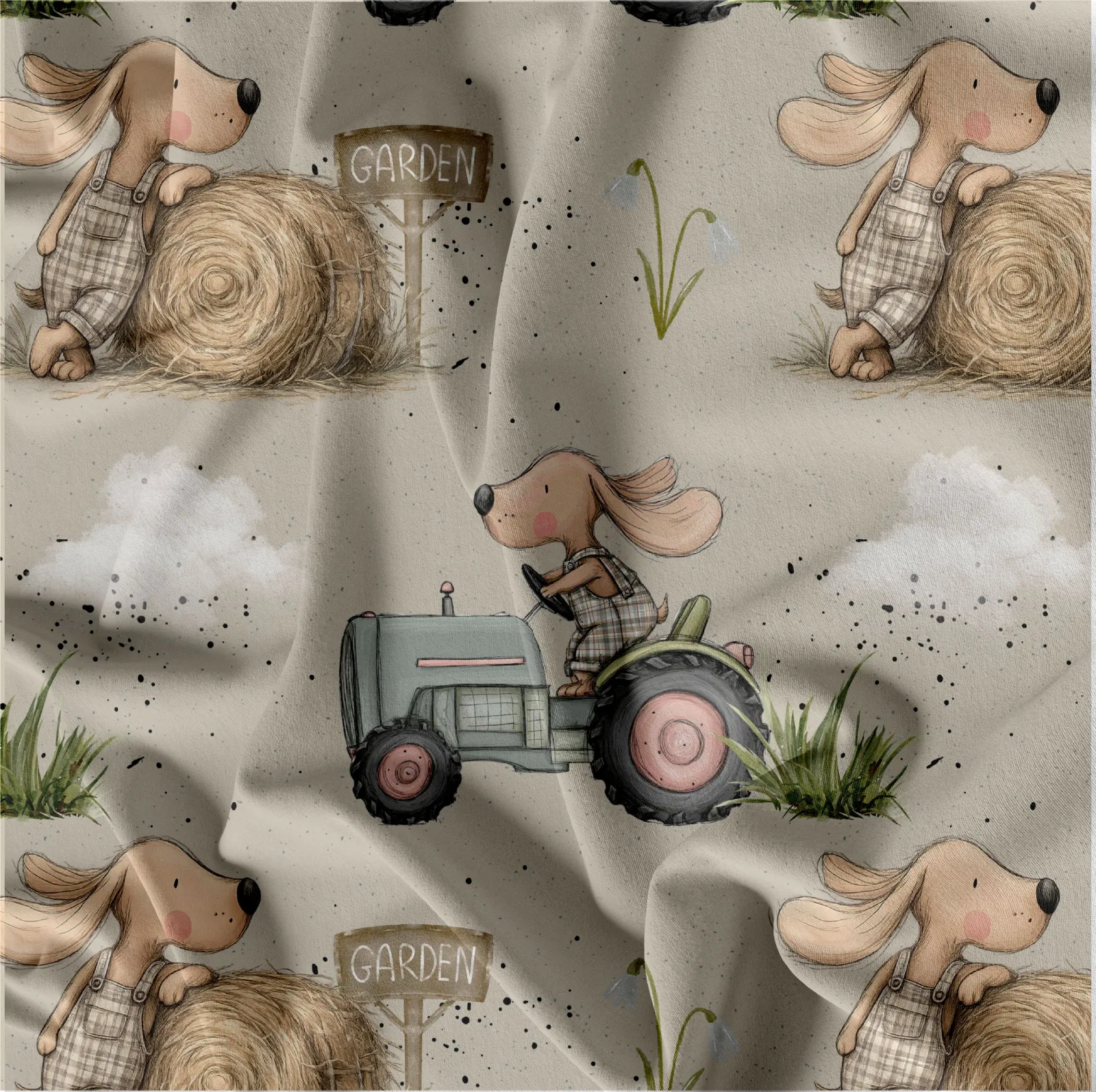 Pejskové v traktoru -materiálové varianty mavaga design