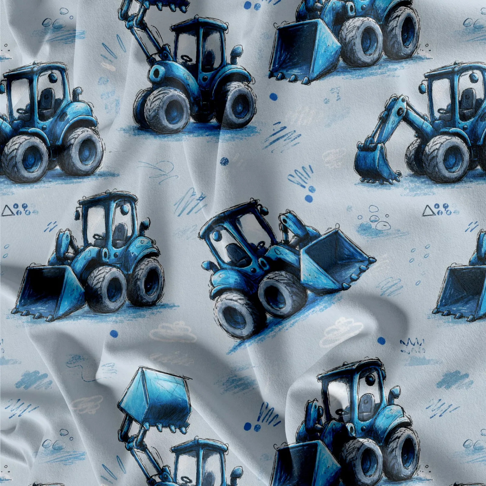 traktory- vzor k tisku na úplet, teplákovinu, softshell a další mavaga design