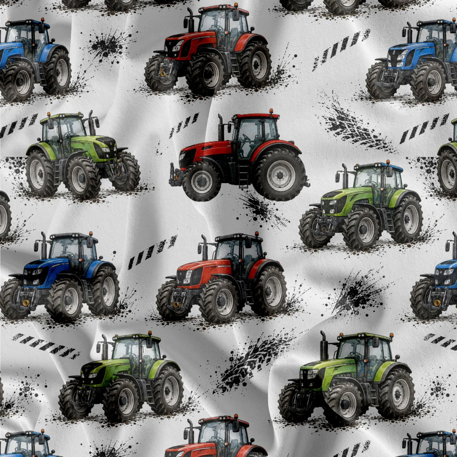 traktory- vzor k tisku na úplet, teplákovinu, softshell a další mavaga design