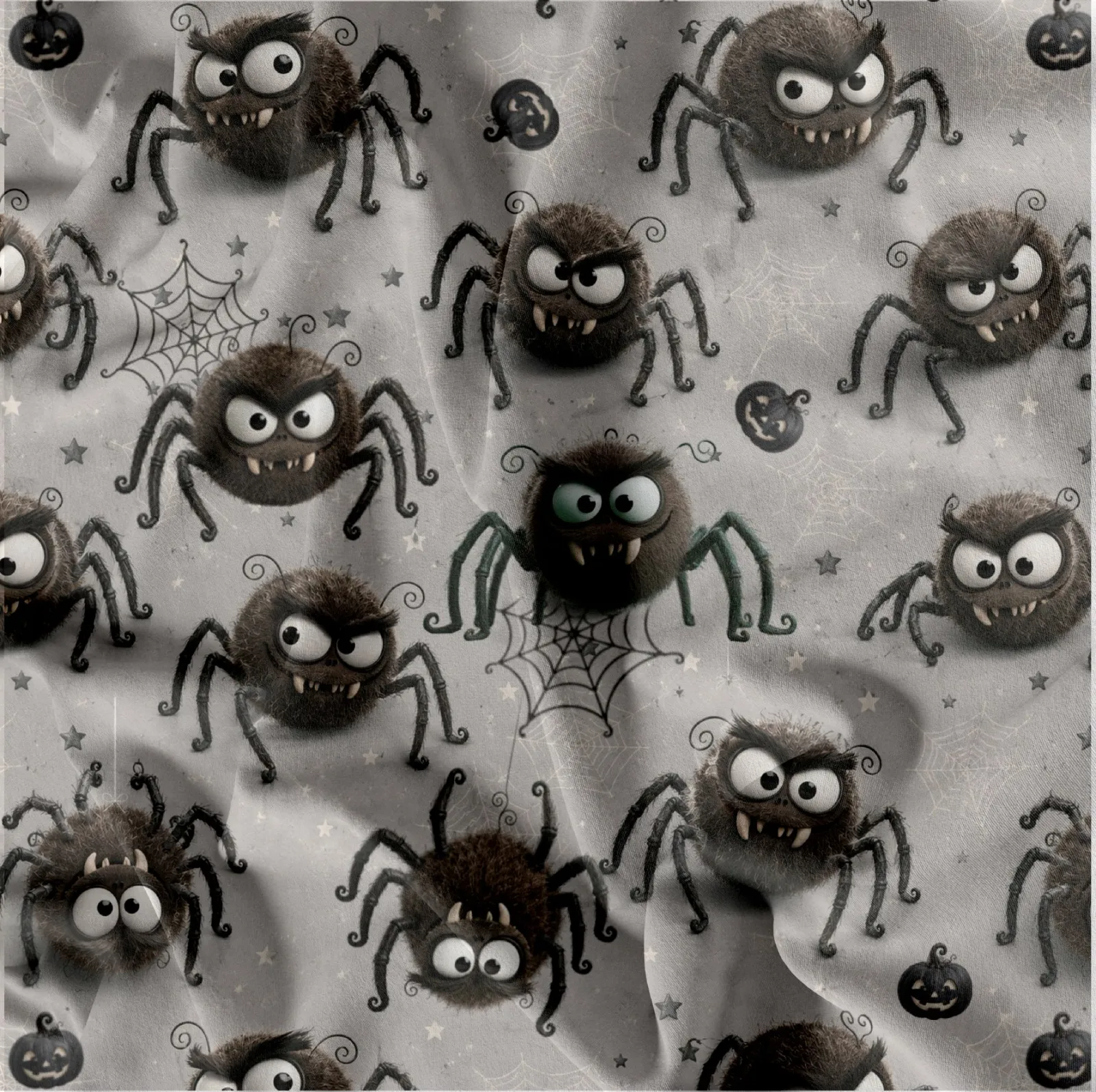 Látka na halloween - pavouci- mavaga design