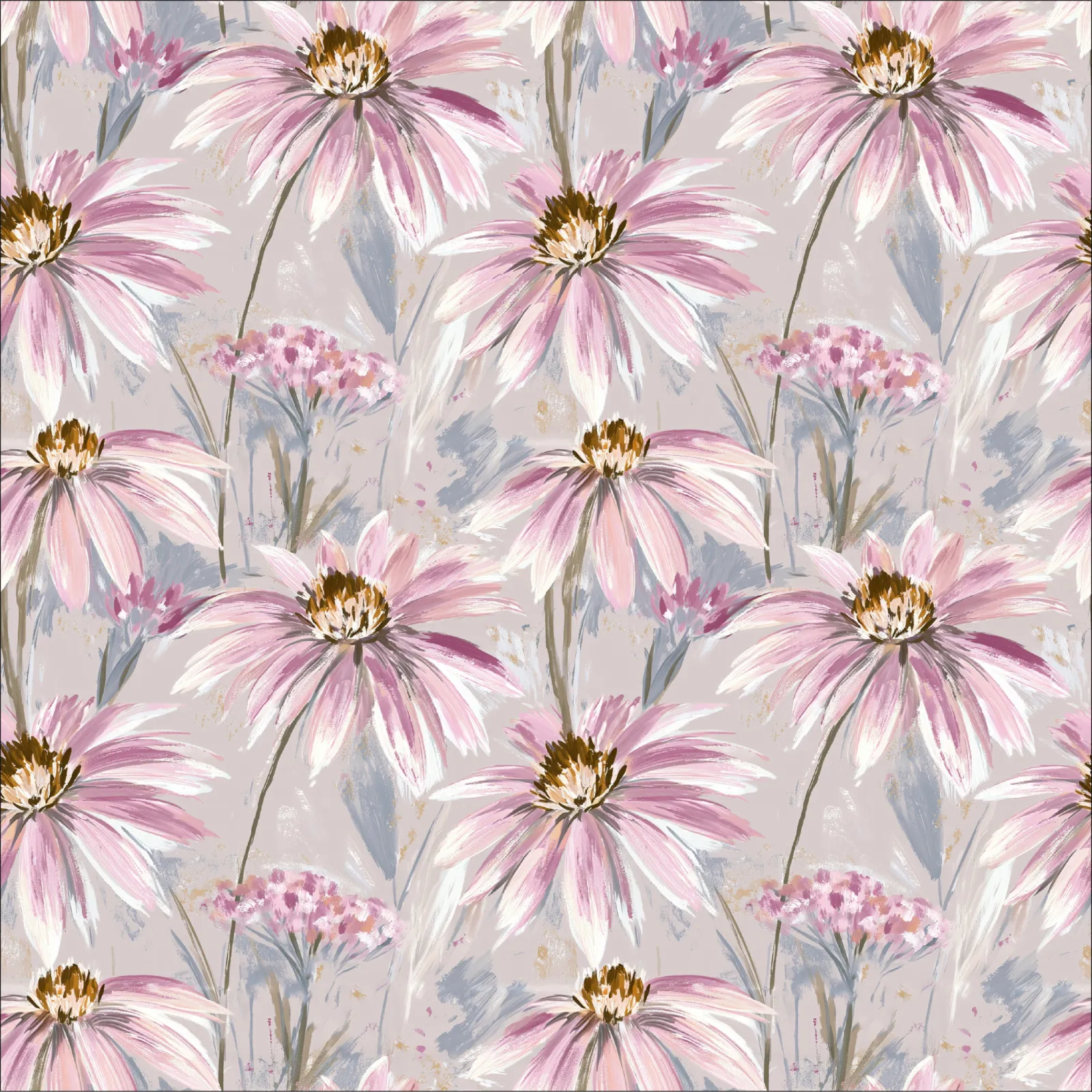 Vzor na látku s květinovým motivem echinacea mavaga design