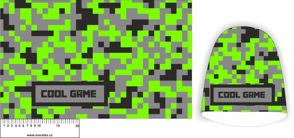 Panel na čepice SKEJŤAČKA - cool game zelená - my craft aplikace k našití Mavatex