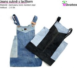 papírový střih -Šaty dětské jeans - nebo-li , jak zužitkovat staré jeans