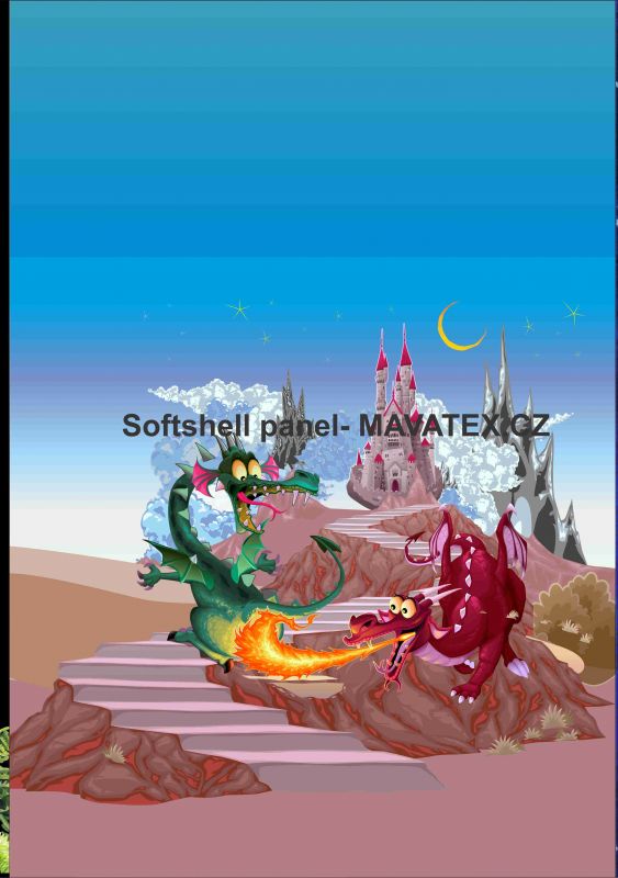 Softshell panel- přechodový ( zimní+letní) - draci na hradě vyrobeno v EU