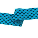 Rib žakárový -aqua+černé křížky - 7x100 cm vyrobeno v EU
