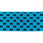 Rib žakárový -aqua+černé křížky - 7x100 cm