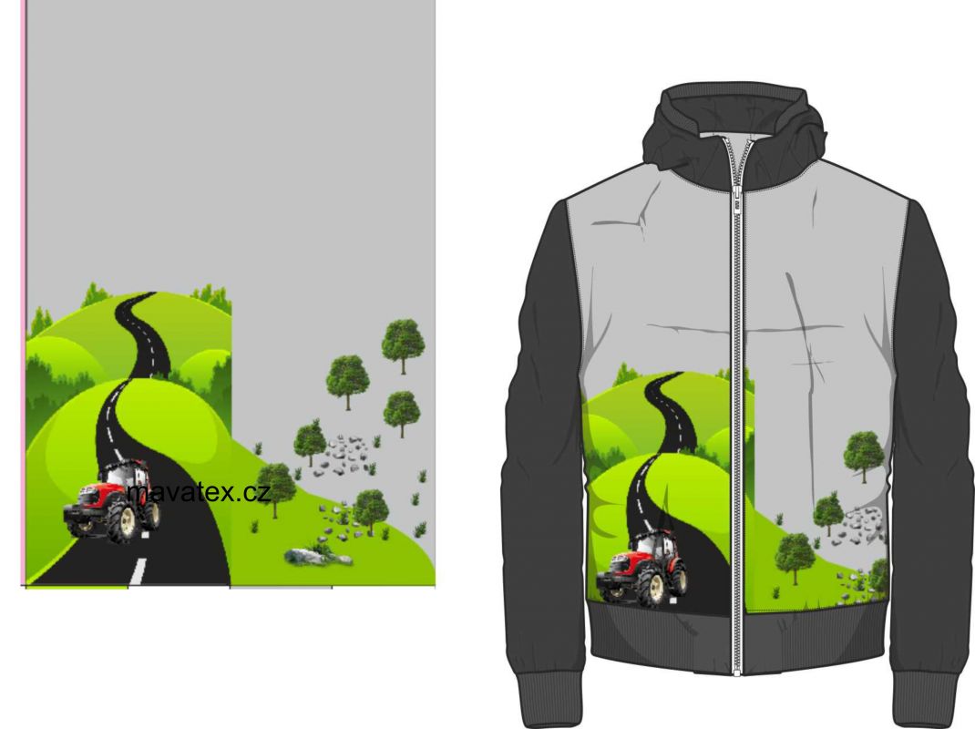Přední Softshell panel- přechodový ( zimní+letní) - červený traktor vyrobeno v EU