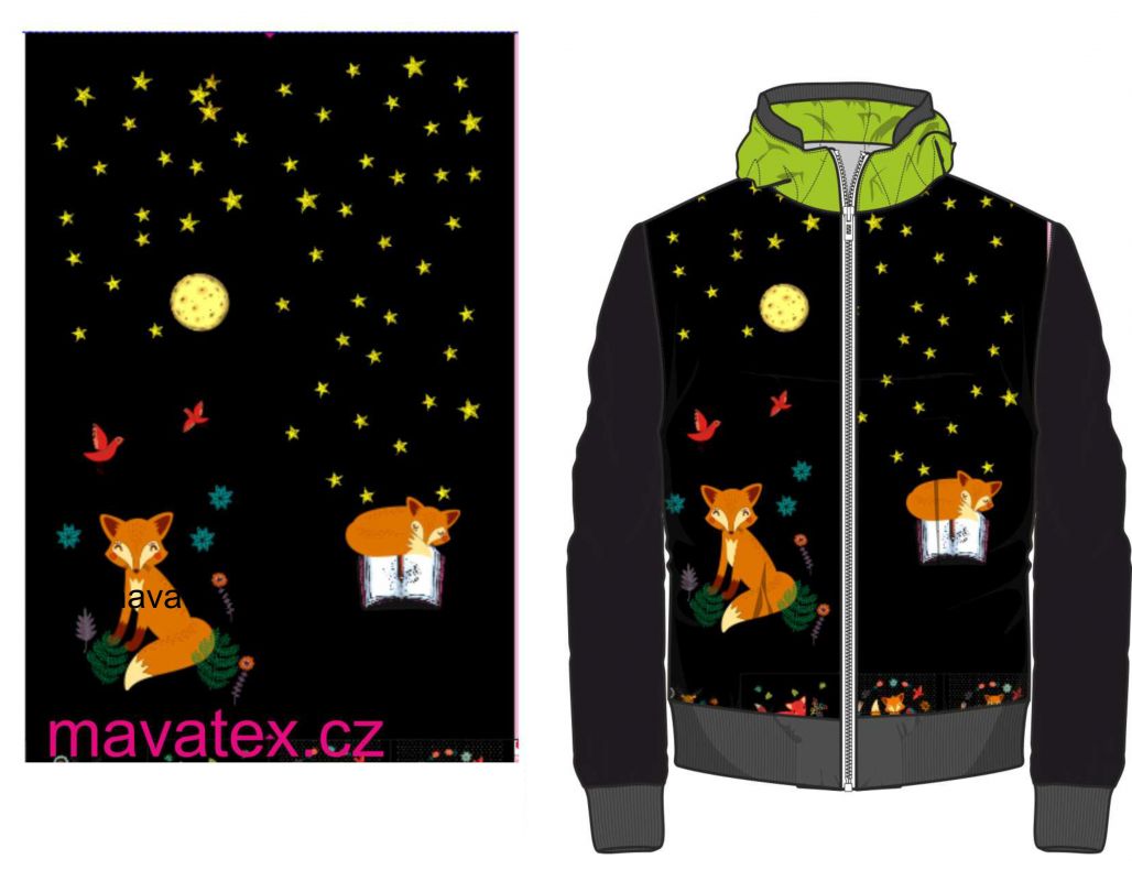 Přední Softshell panel- přechodový ( zimní+letní) - lišky 2 vyrobeno v EU