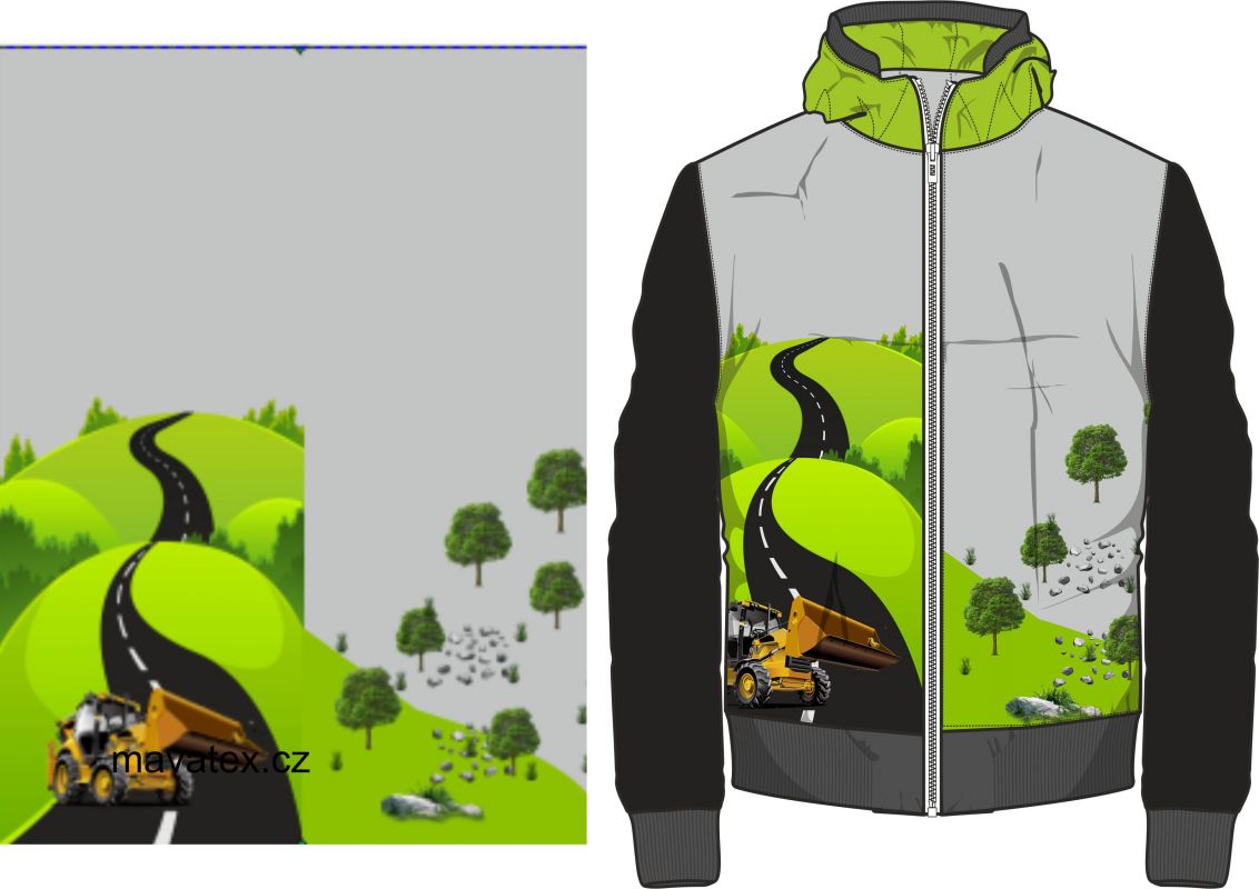 Přední Softshell panel- přechodový (zimní) - žlutý nakladač vyrobeno v EU