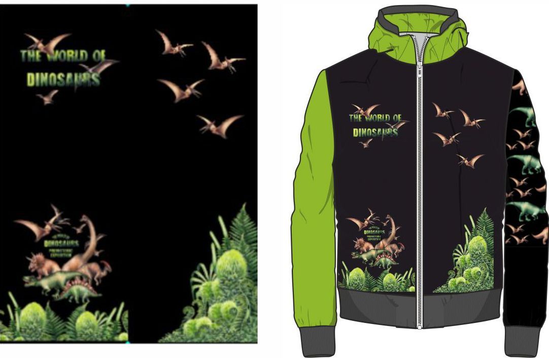 Přední Softshell panel- přechodový ( zimní+letní) - dinosaurové vyrobeno v EU