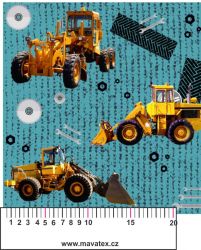 Žluté nakladače na tyrkysu-materiálové varianty mavaga design