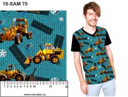 Žluté nakladače na tyrkysu-materiálové varianty mavaga design