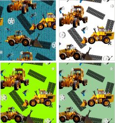 Žluté nakladače na tyrkysu-materiálové varianty mavaga design