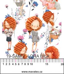 Lora na bílé s květy-limační materiálové varianty mavaga design