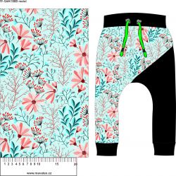 Růžové květy s mentol lístky -materiálové varianty mavaga design