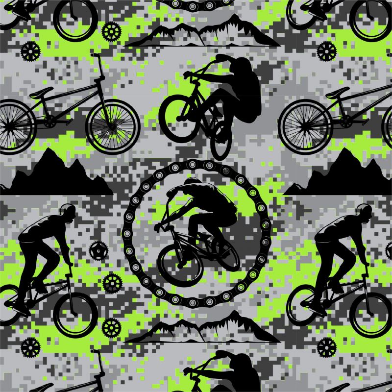 Cyklistika zelená na kamufláži -materiálové varianty mavaga design