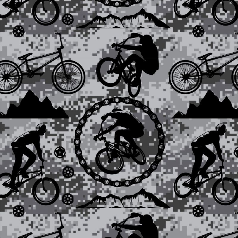 Cyklistika černobílá kamufláži -materiálové varianty mavaga design