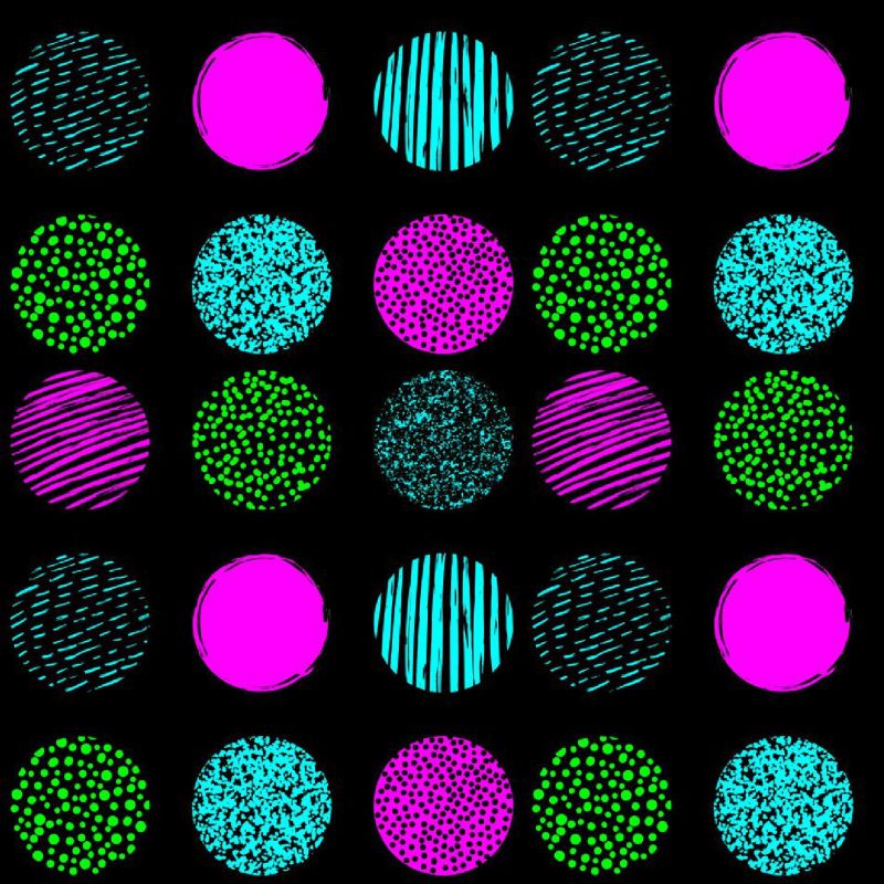 Fluo puntíky na černé-materiálálové varianty mavaga design
