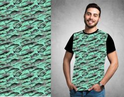 Rybičky na zelenkavé kamufláži- materiálové varianty mavaga design