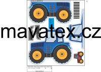 Pyžamožrout panel  -traktor modrý -SOFT