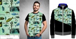 Barevná malované rybaření na zelené- materiálové varianty mavaga design
