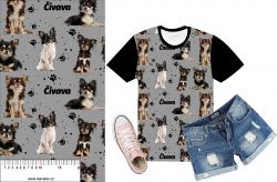 Čivava chlupatá na šedé- materiálové varianty mavaga design