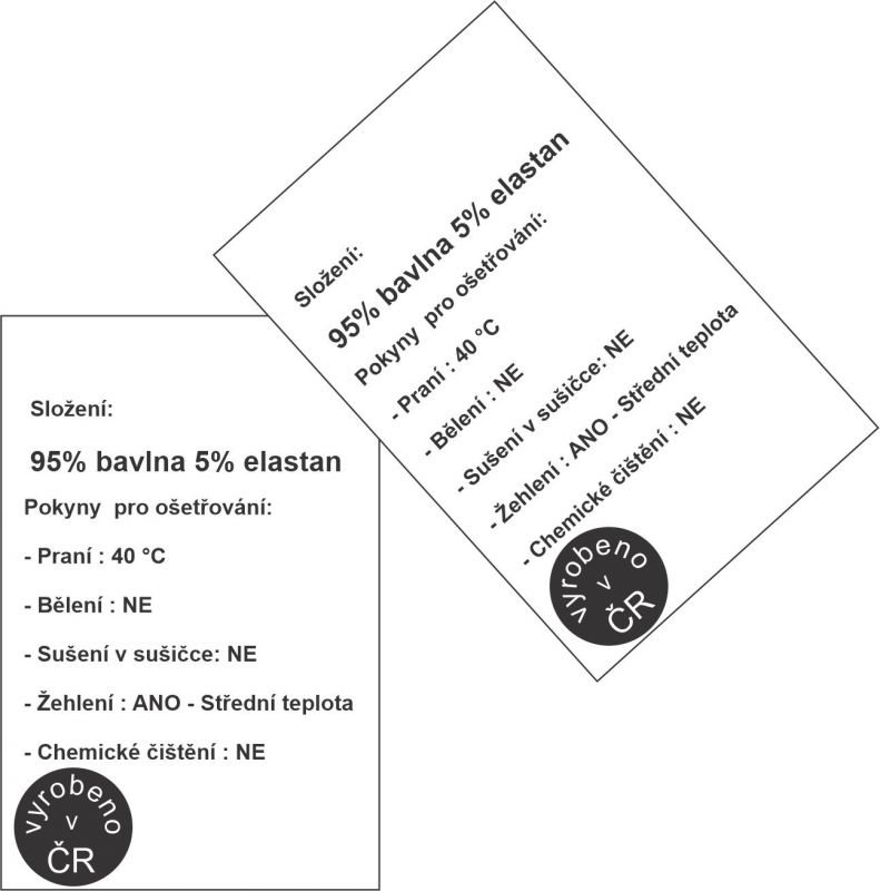 Prací štítky - 10 ks - bavlna +elastan - úpletové vyrobeno v EU