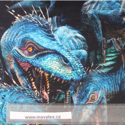 Teplákovina modří dinosaurové - 260gsm EU-úplety atest pro děti