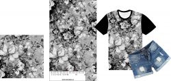 Akvarelové růžičky podkreslené černobílé-materiálové varianty mavaga design