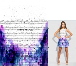 PANEL na šaty / triko/leginy –noty +filová batika- materiálové varianty mavaga design