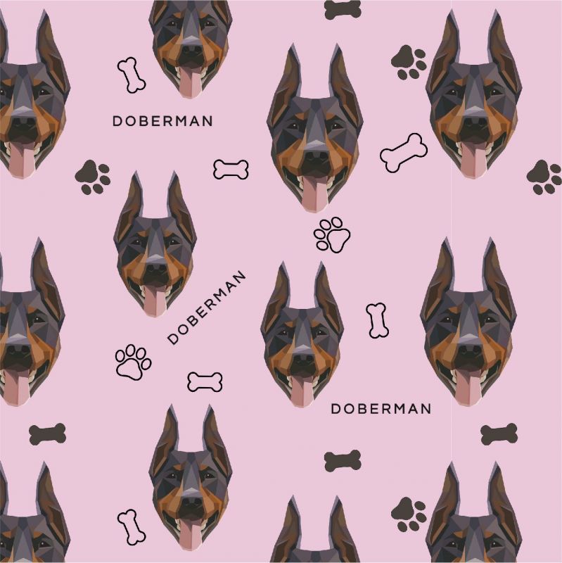 Dobrman hlavy na růžové-materiálové varianty mavaga design