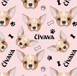 Čivava na růžové-materiálové varianty mavaga design