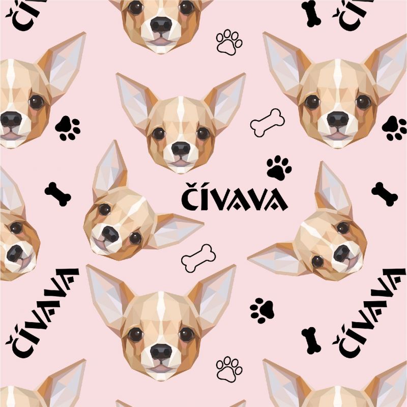 Čivava na růžové-materiálové varianty mavaga design
