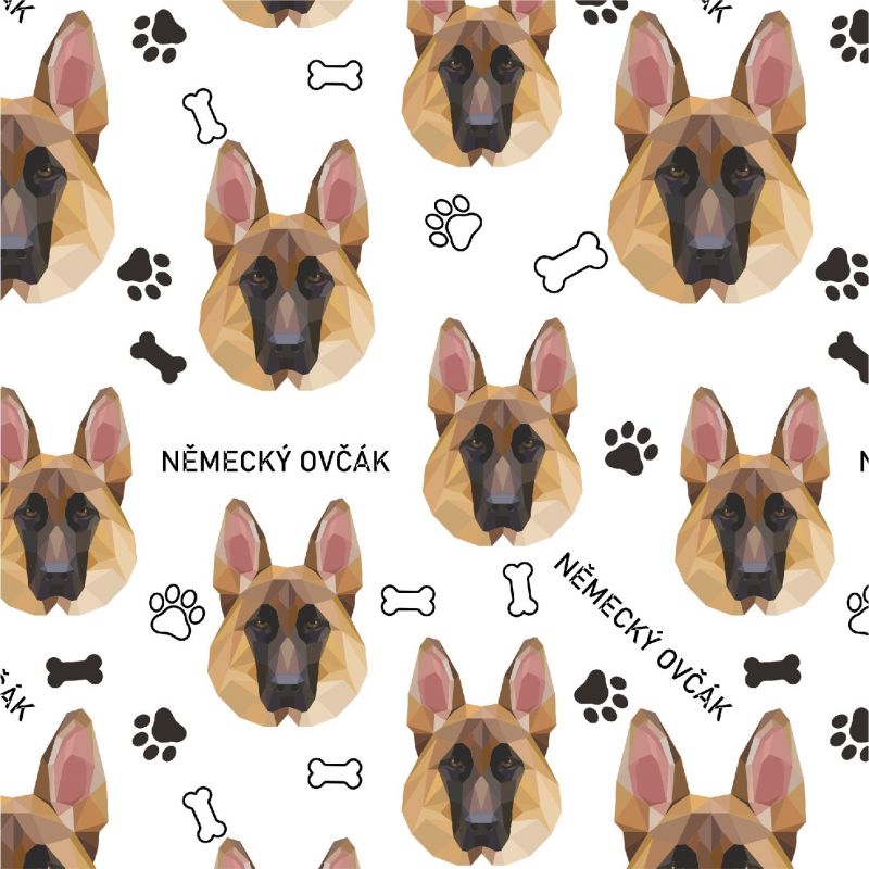německý ovčák hlavy na bílé-materiálové varianty mavaga design