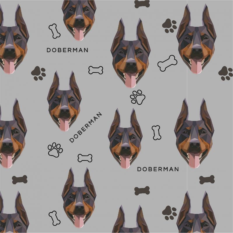 Dobrman hlavy na šedé-materiálové varianty mavaga design