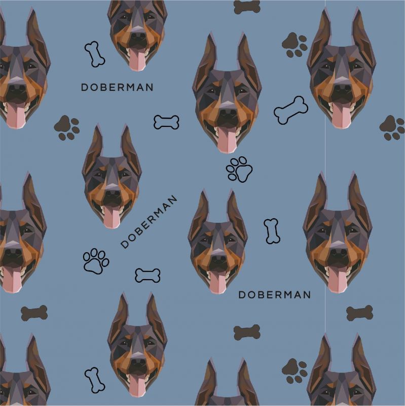 Dobrman hlavy na denimu-materiálové varianty mavaga design