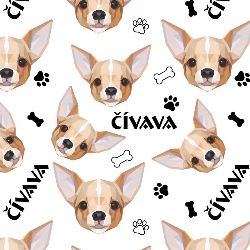 Čivava na bílé-materiálové varianty mavaga design
