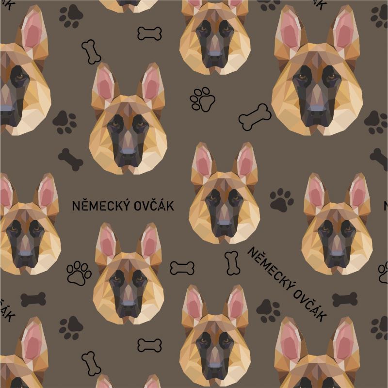 Německý ovčák hlavy na hnědé-materiálové varianty mavaga design