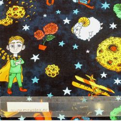 Teplákovina malý princ s liškou na tmavé- 270 gsm EU-úplety atest pro děti
