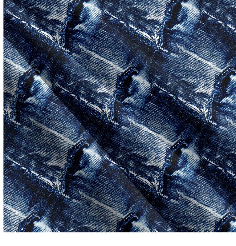 Jeans díry modrá- materiálové varianty mavaga design