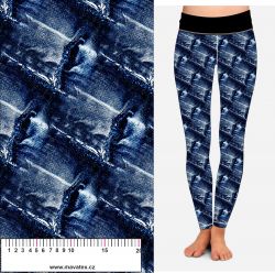 Jeans díry modrá- materiálové varianty mavaga design