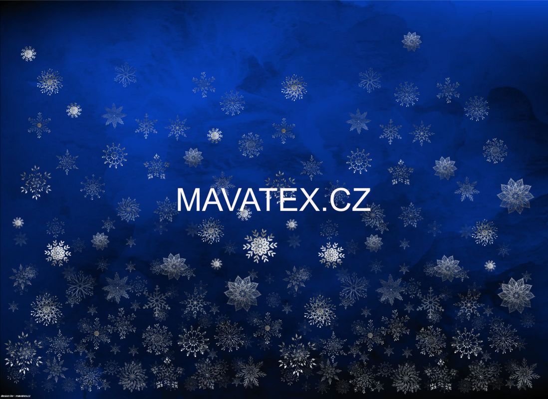 PANEL na šaty / triko/leginy -vánoční vločky na modré- materiálové varianty mavaga design
