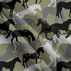 Koně na army kamufláž-materiálové varianty | Bela- polyesterový úplet, Torino -úplet funkční, MILKY -úplet funkční, FERRA -úplet, LYCRA --úplet funkční, PUSH UP LYCRA/ plavkovina, Garzato- počesaný funkční úplet, Termo lycra počesaná, DOLOMITY -počesaný 250 gsm, Softshell zimní 320 gsm, Softshell LETNÍ NEPRUŽNÝ, Softshell ZIMNÍ PRUŽNÝ 220 gsm, Softshell letní pružný 220gsm, Softshell jarní 285 gsm, Softshell BERÁNEK, Kočárkovina, Micropeach -tkanina 100 % pes, Silver pružné plátno, SILKY, Venezie úplet, Satén úpletový Valentino  PES+el., Microplyš pružný