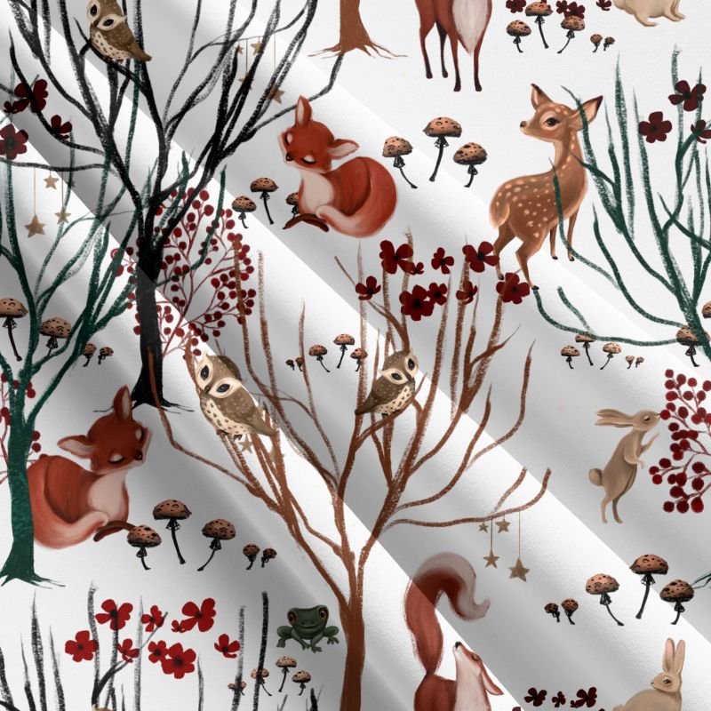 Lesní zvířátka v lese na bílé -materiálové varianty mavaga design