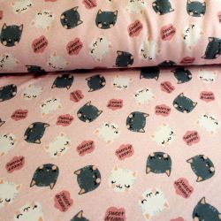 Teplákovina kočičky hlavy na růžové - 240 gsm EU-úplety atest pro děti
