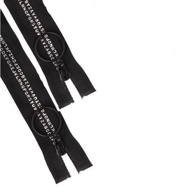 Černý zip kostěný dělitelný TEXTY - 75 cm -2 jakost vyrobeno v EU