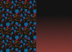 Dvoj-PANEL na šaty / triko/leginy -hnědé květy na tmavé- materiálové varianty mavaga design