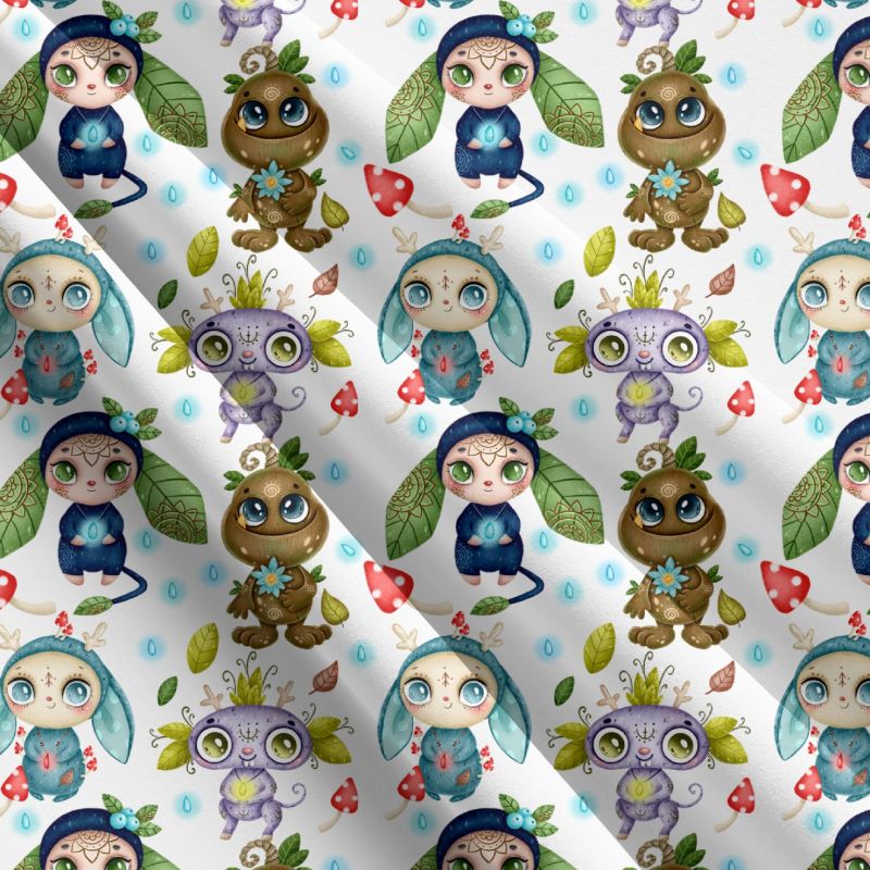 Lesní příšerky na bílé -materiálové varianty mavaga design